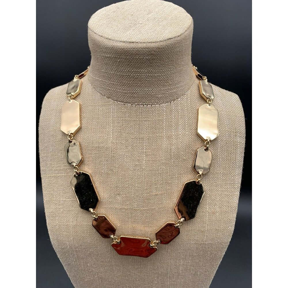 Ann Taylor Vintage Gold-Tone Necklace With Geometric Links & Lobster Clasp